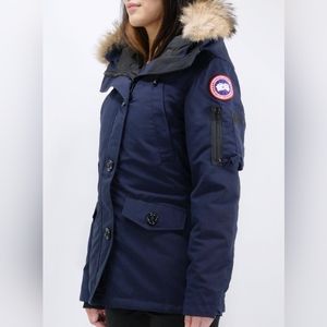 Canada Goose Navy Blue Down Parka with Fur Trim Hood